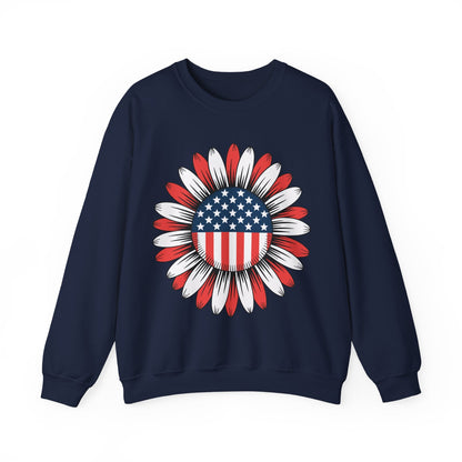 Sunflower American Flag 4th of July Women Men Merica USA Sweatshirt