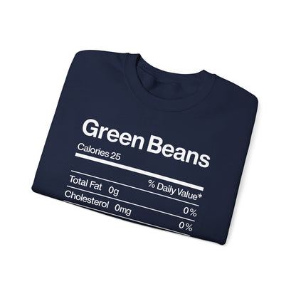 Green Beans Nutrition Facts Funny Thanksgiving Christmas Sweatshirt