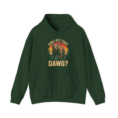 Can I Pet That Dog Funny Dawg Bear Meme Camping Hiking Hoodie
