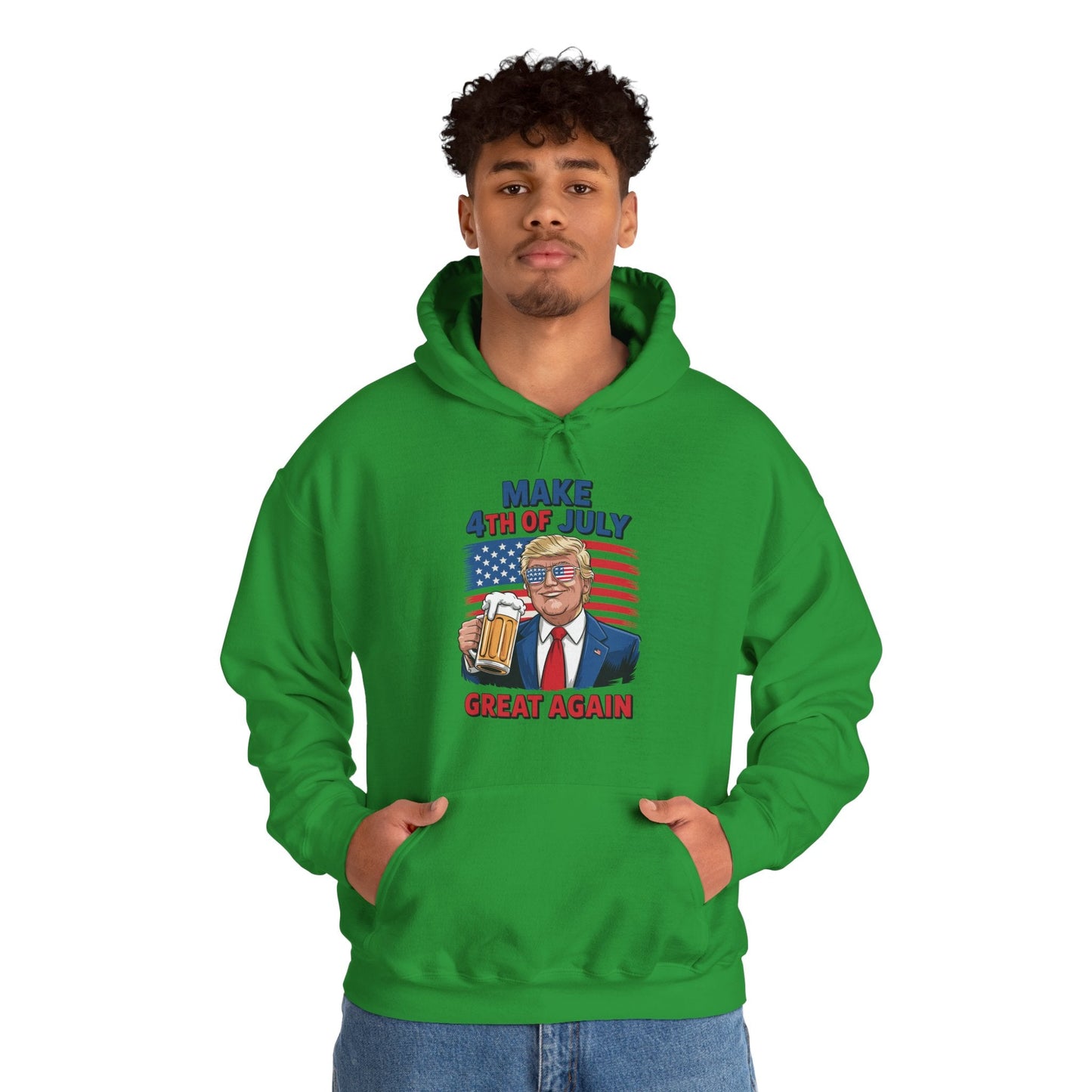 Funny Trump Make 4th Of July Great Again Drinking Beer Hoodie