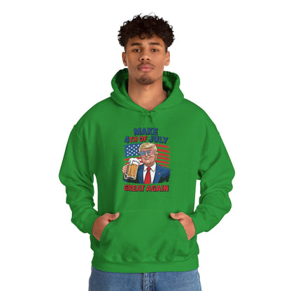 Funny Trump Make 4th Of July Great Again Drinking Beer Hoodie