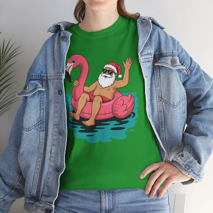 Santa Flamingo Floatie Funny Christmas In July Summer Xmas T-Shirt