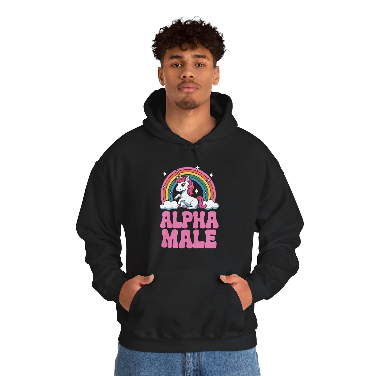 Funny Alpha Male Unicorn Sarcastic Ironic Weird Y2K Humor Hoodie