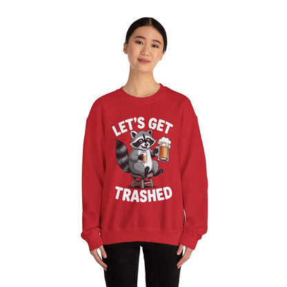 Funny Let's Get Trashed Raccoon Meme Humor Beer Drinking Sweatshirt