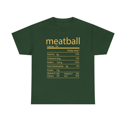 Meatball Nutrition Facts Funny Thanksgiving Christmas T-Shirt