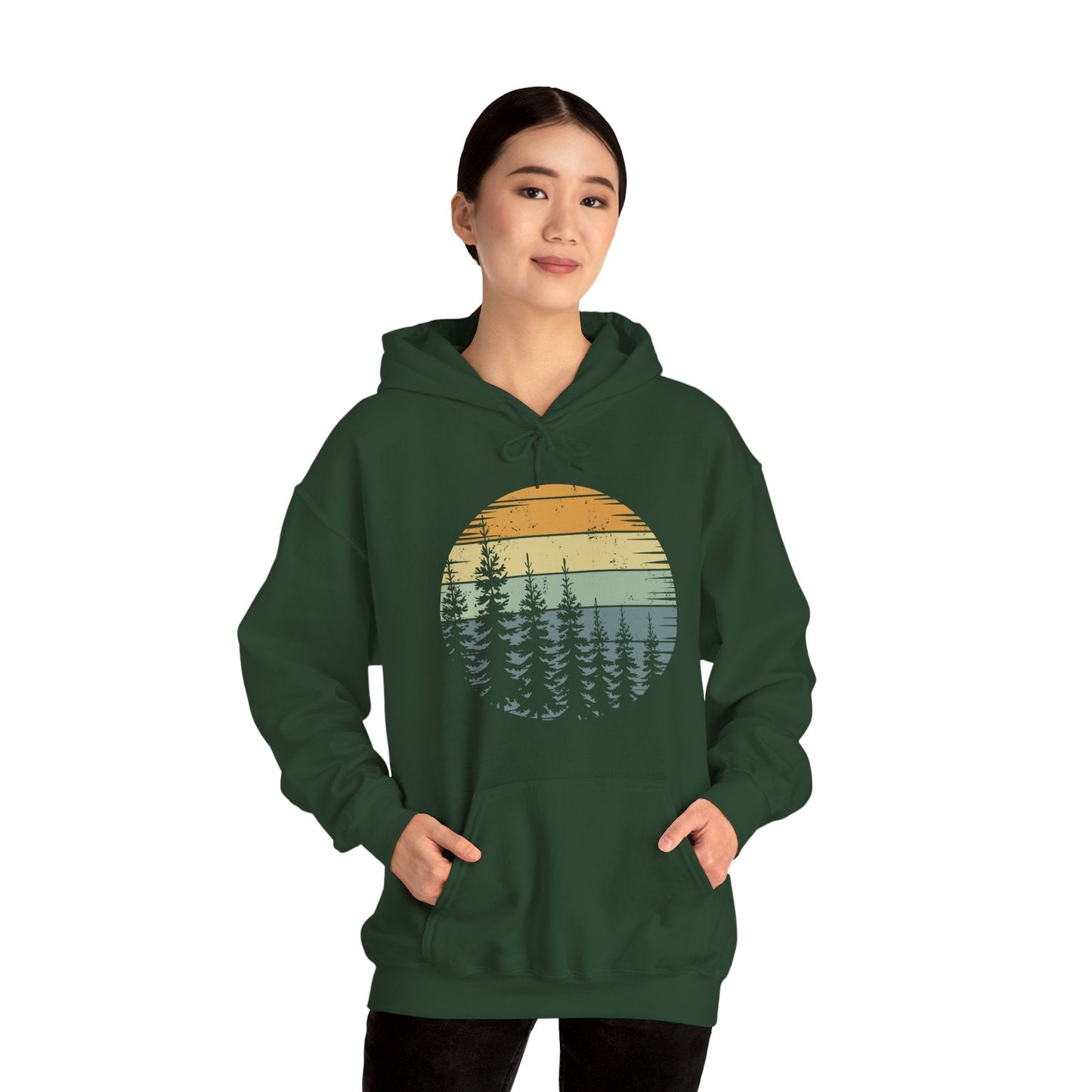 Retro Forest Trees Outdoors Nature Vintage Graphic Hoodie