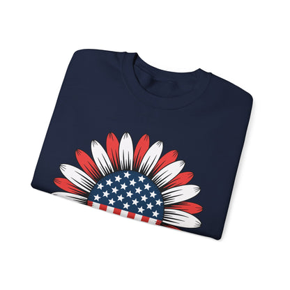 Sunflower American Flag 4th of July Women Men Merica USA Sweatshirt