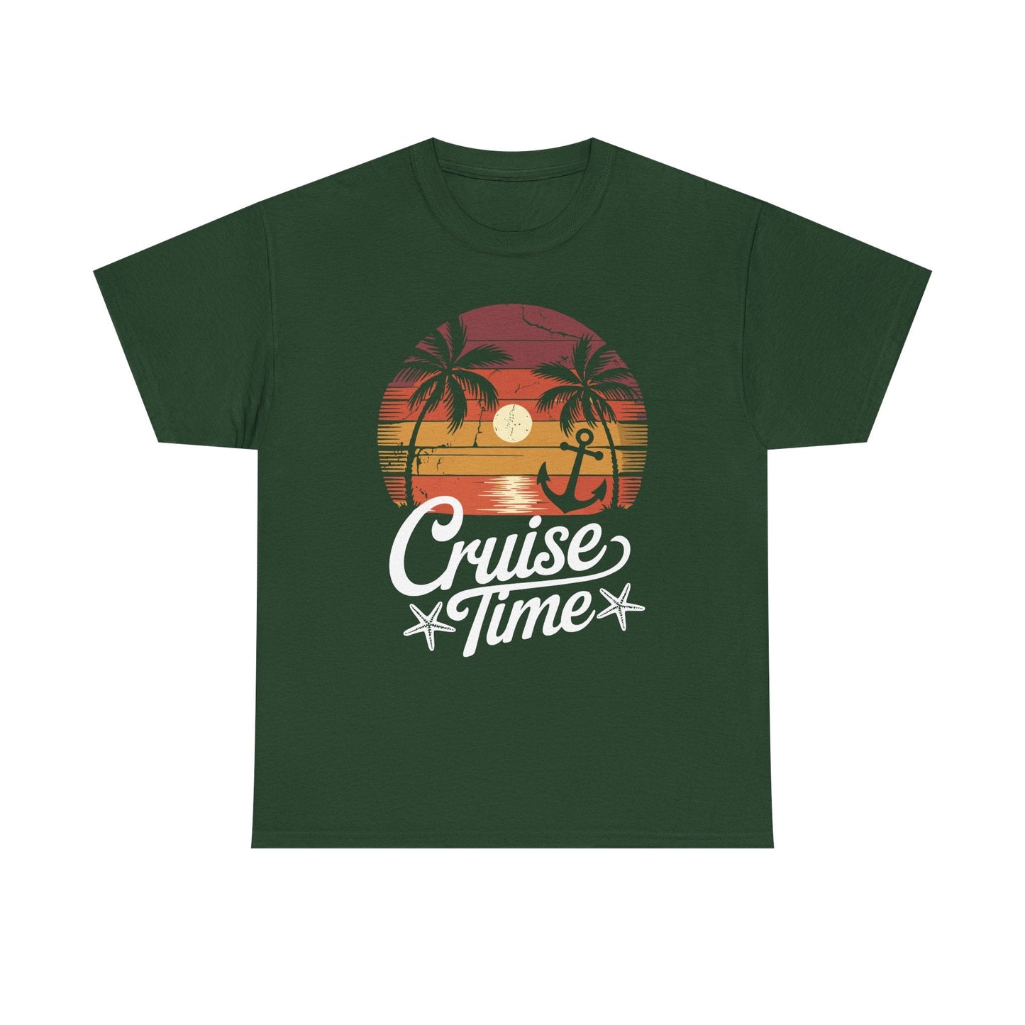 On Cruise Time Coconut Tree Graphic Summer Vacation Cruising T-shirt