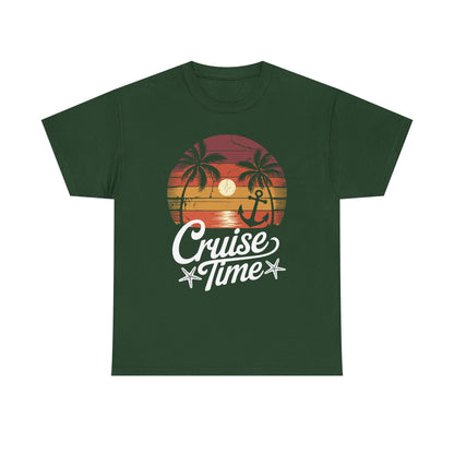 On Cruise Time Coconut Tree Graphic Summer Vacation Cruising T-shirt
