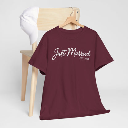 Just Married 2025 Honeymoon Wedding Couples Fiancee T-Shirt