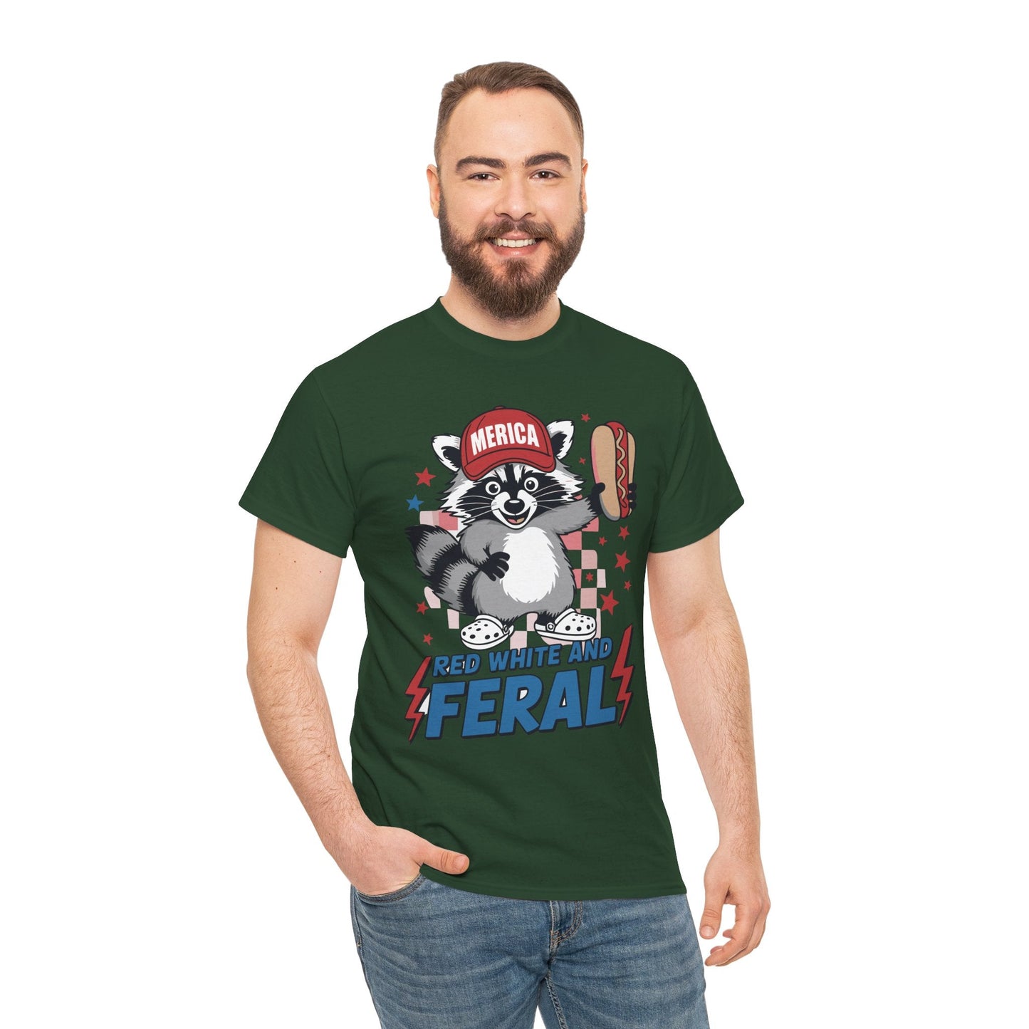 Red White And Feral Raccoon 4th of July Saying Meme T-Shirt