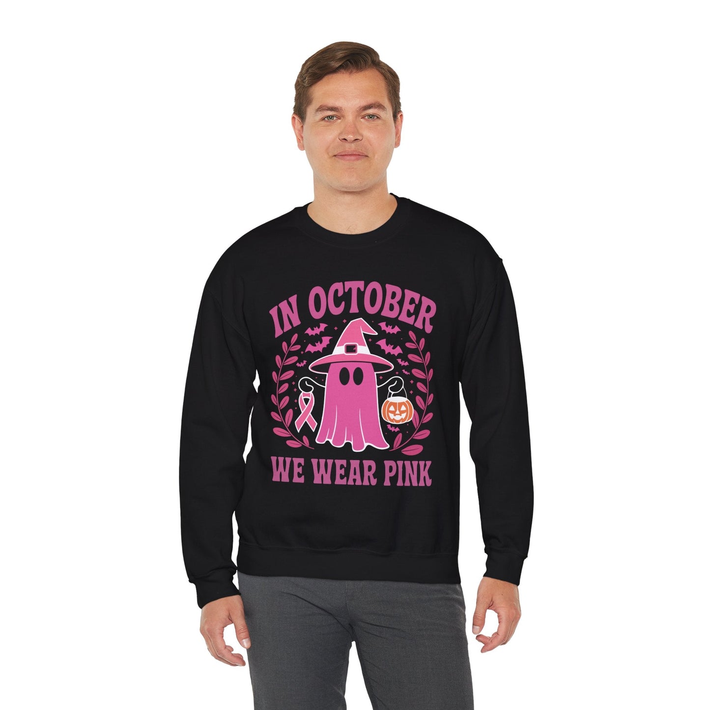 In October We Wear Pink Breast Cancer Awareness Halloween Sweatshirt