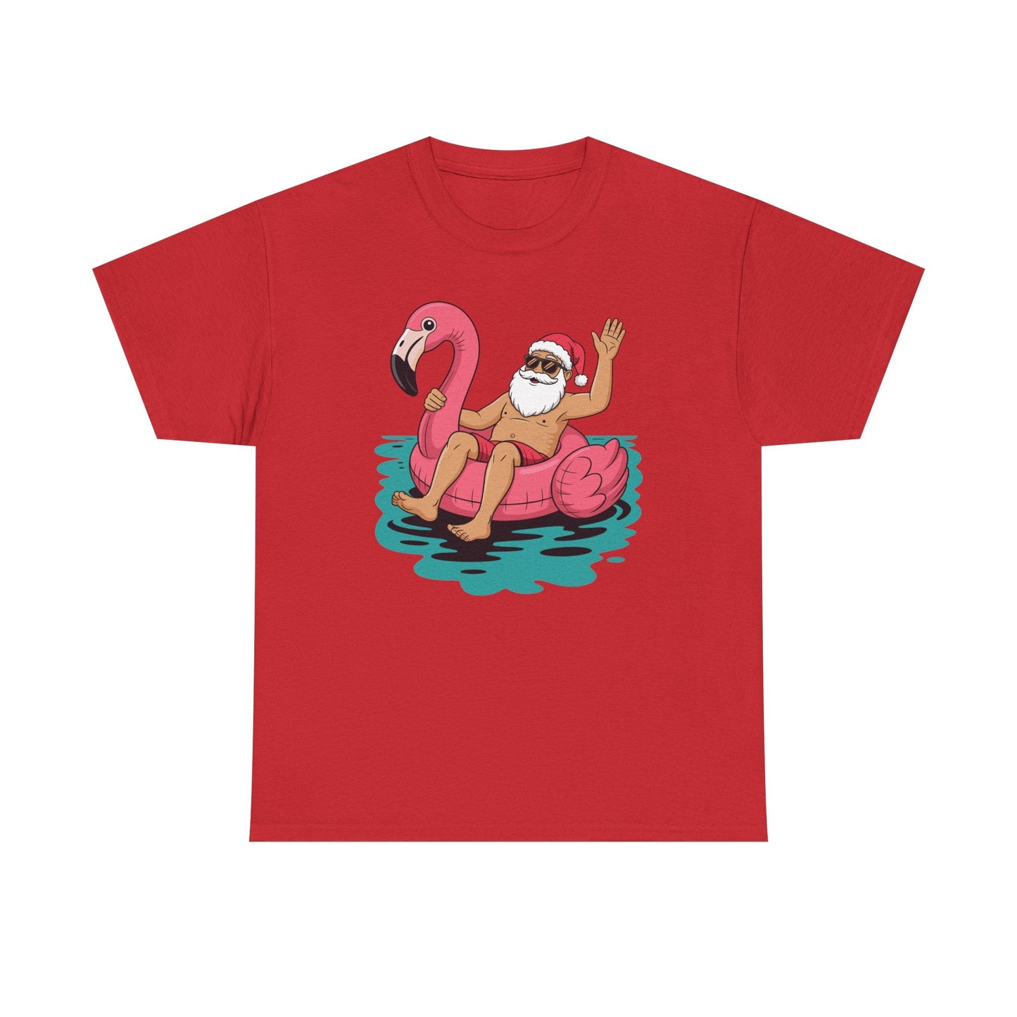 Santa Flamingo Floatie Funny Christmas In July Summer Xmas T-Shirt