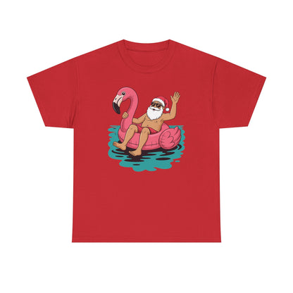 Santa Flamingo Floatie Funny Christmas In July Summer Xmas T-Shirt