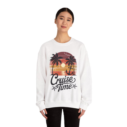 On Cruise Time Coconut Tree Graphic Summer Vacation Cruising Sweatshirt