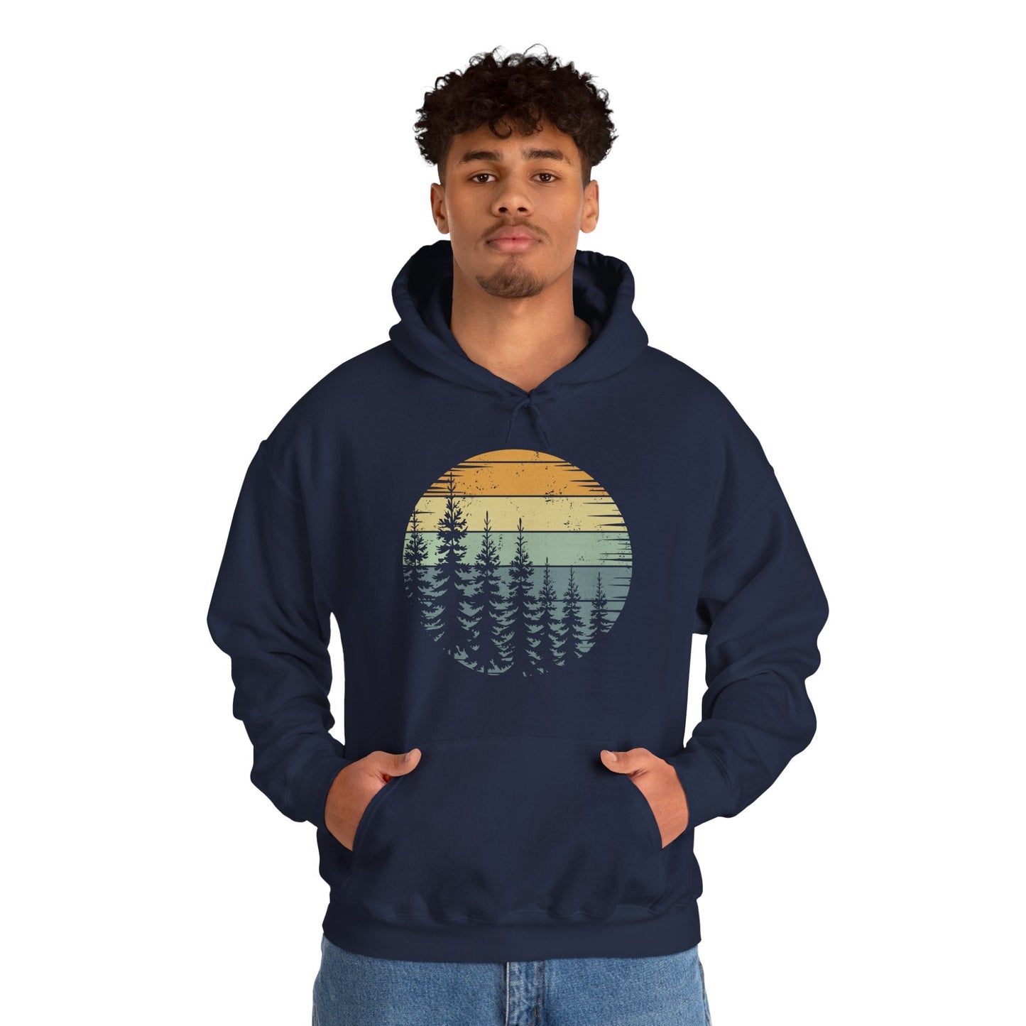 Retro Forest Trees Outdoors Nature Vintage Graphic Hoodie