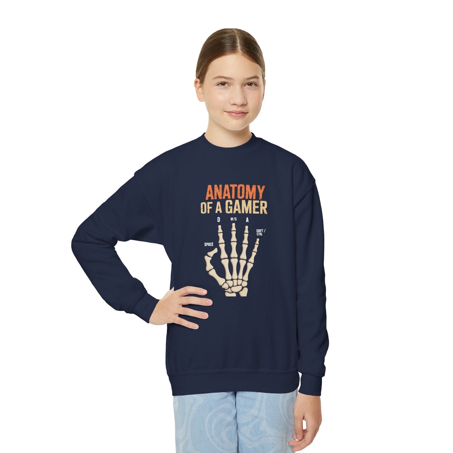 Funny Anatomy Of A Gamer Skeleton Hand Boys Kids Teens Sweatshirt