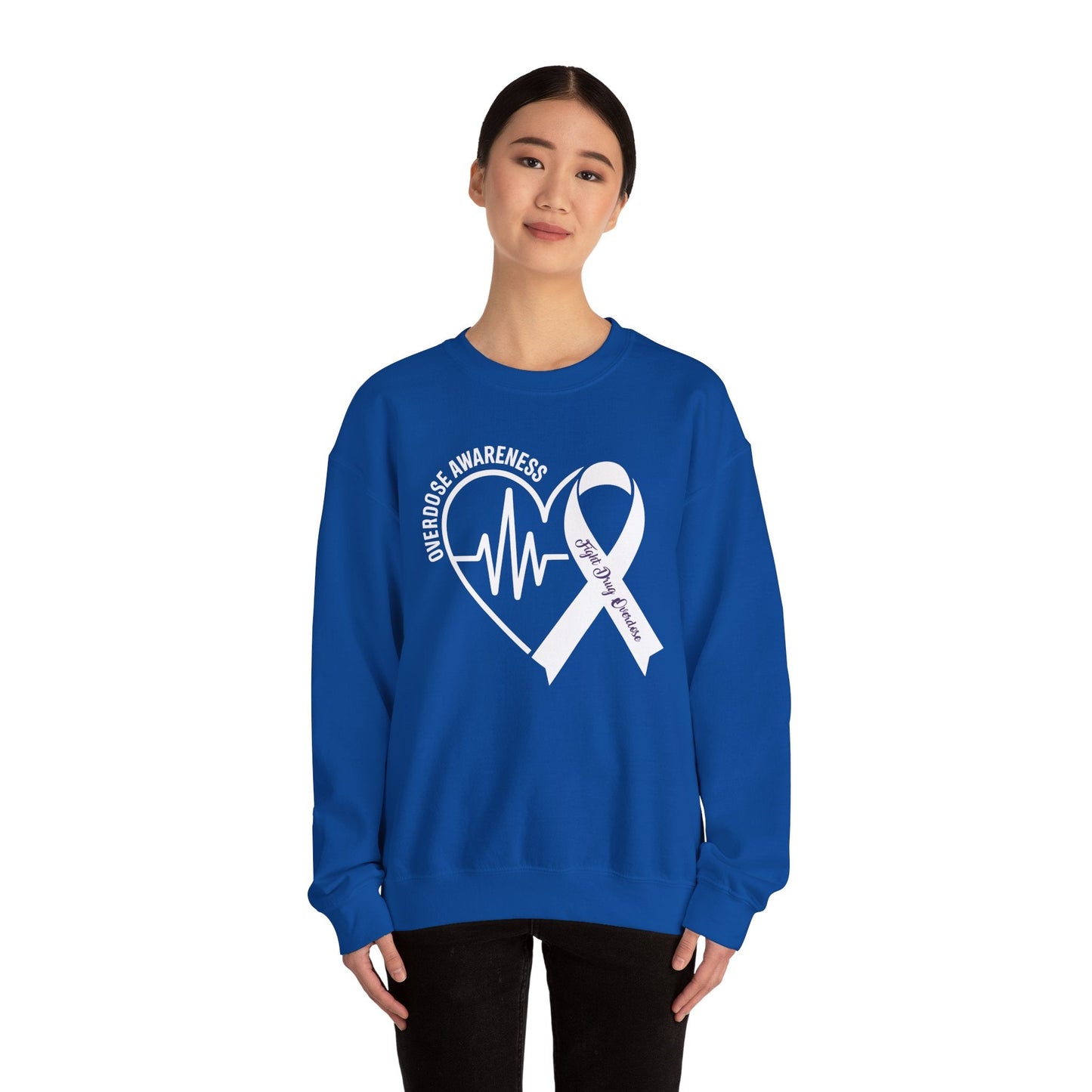 Overdose Awareness Month Heart Purple Ribbon Support Sweatshirt