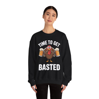 Time To Get Basted Funny Beer Thanksgiving Turkey Gift Sweatshirt