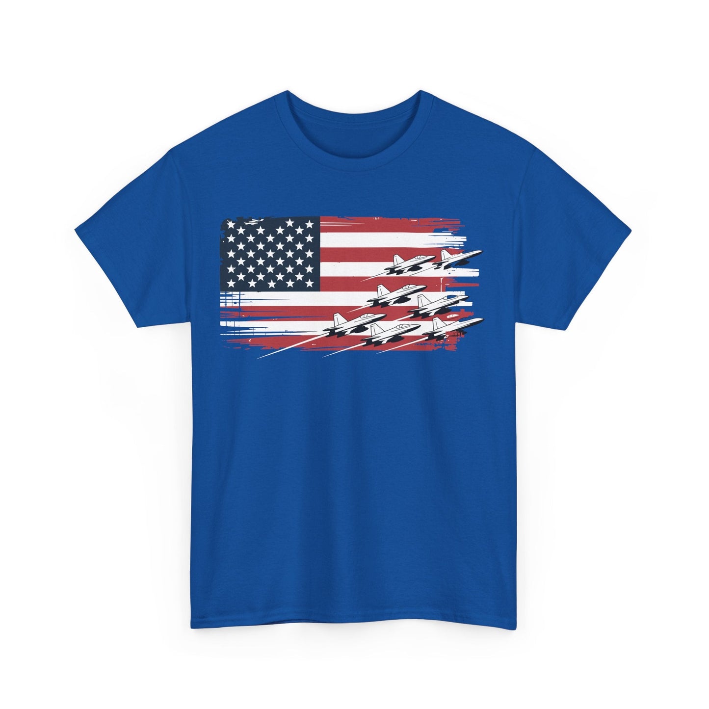 Patriotic Red White Blue USA Flag Fighter Jets 4th of July T-Shirt