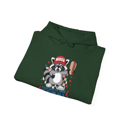 Red White And Feral Raccoon 4th of July Saying Meme Hoodie
