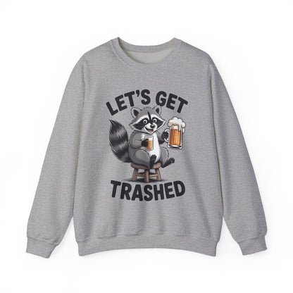 Funny Let's Get Trashed Raccoon Meme Humor Beer Drinking Sweatshirt