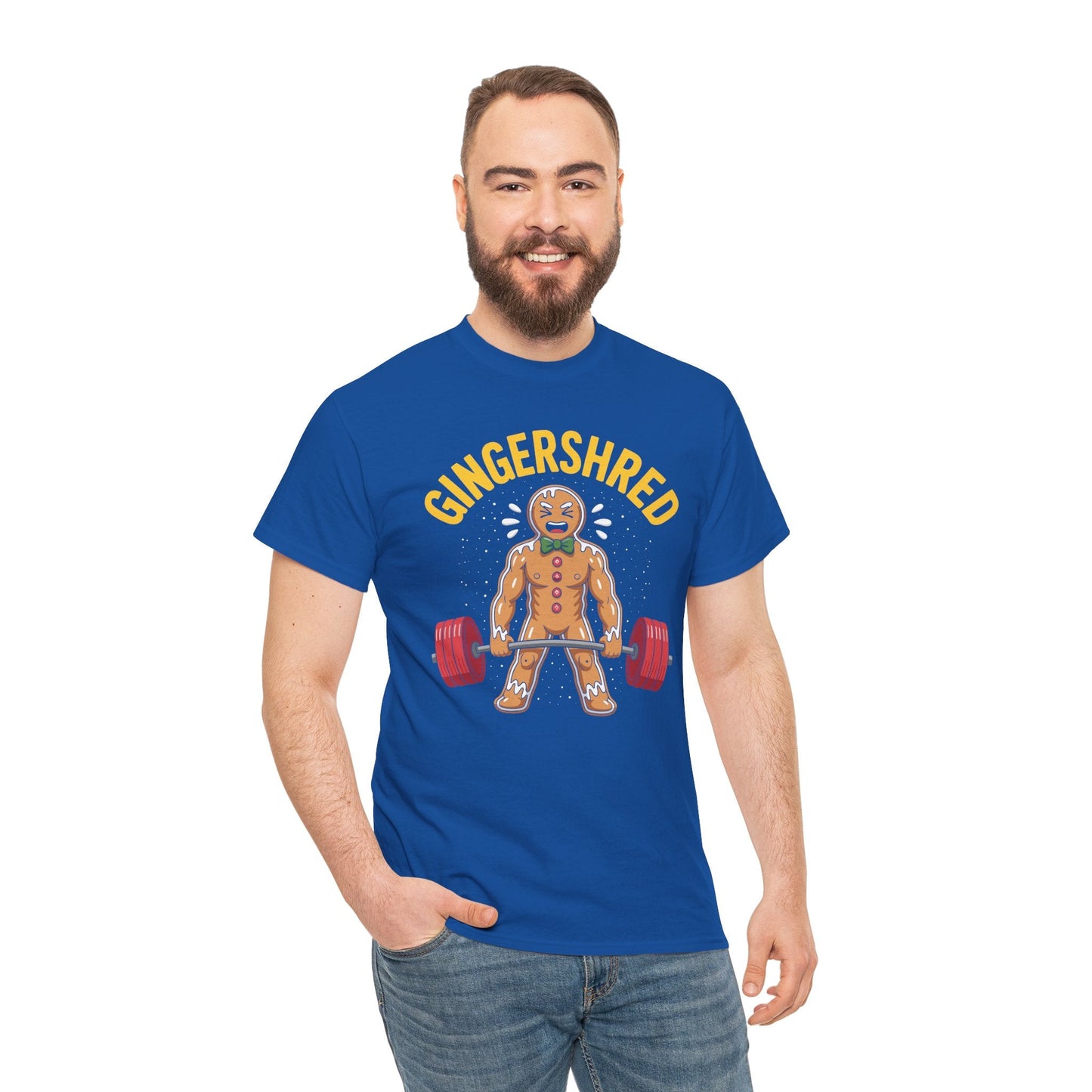 Funny Gingershred Gingerbread Man Gym Bodybuilding Christmas T-Shirt