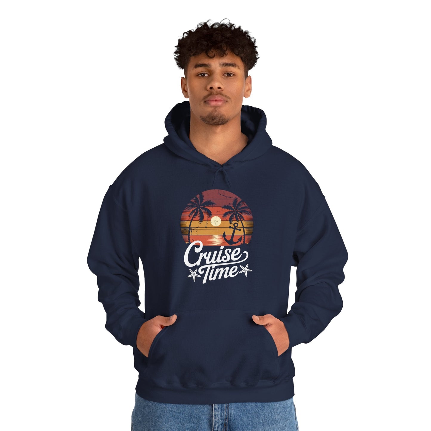 On Cruise Time Coconut Tree Graphic Summer Vacation Cruising Hoodie