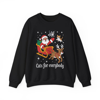 Cats For Everybody Christmas Cat Funny Xmas Women Santa Sweatshirt