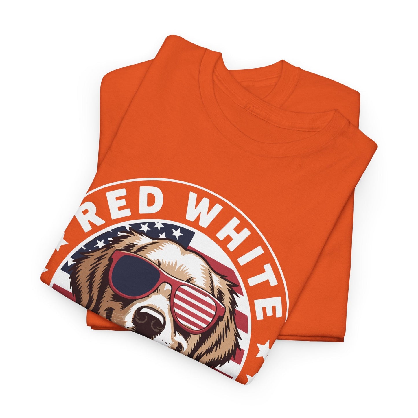 Red White Golden Retriever American Flag 4th of July Gift T-Shirt