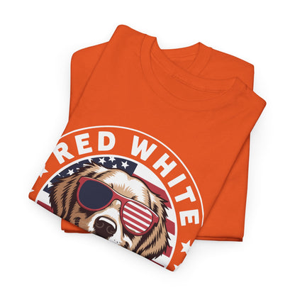 Red White Golden Retriever American Flag 4th of July Gift T-Shirt