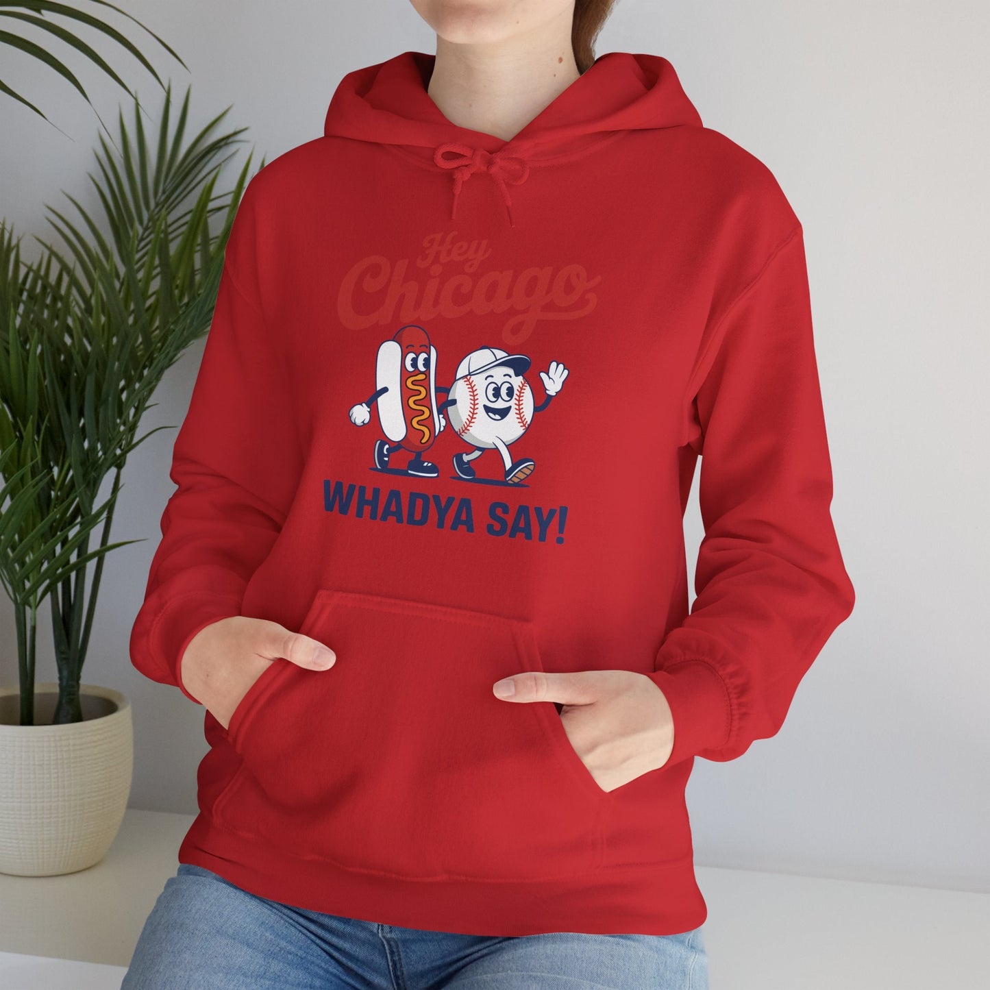 Hey Chicago Whadya Say Baseball and Hot Dog 4th of July Men Women Hoodie