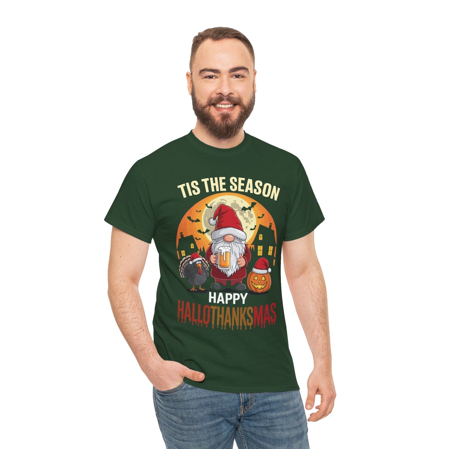 Happy Hallothanksmas Halloween Thanksgiving Merry Christmas T-Shirt