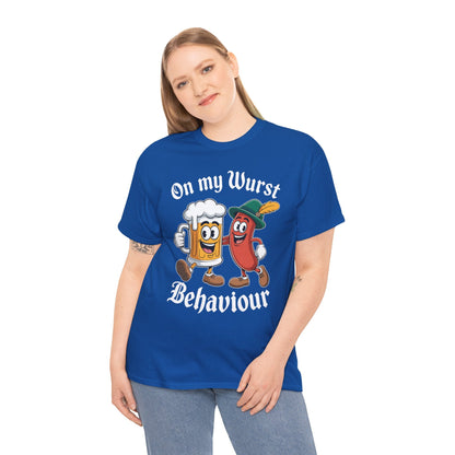 Oktoberfest On My Wurst Behaviour German Beer Sausage Adults T-Shirt