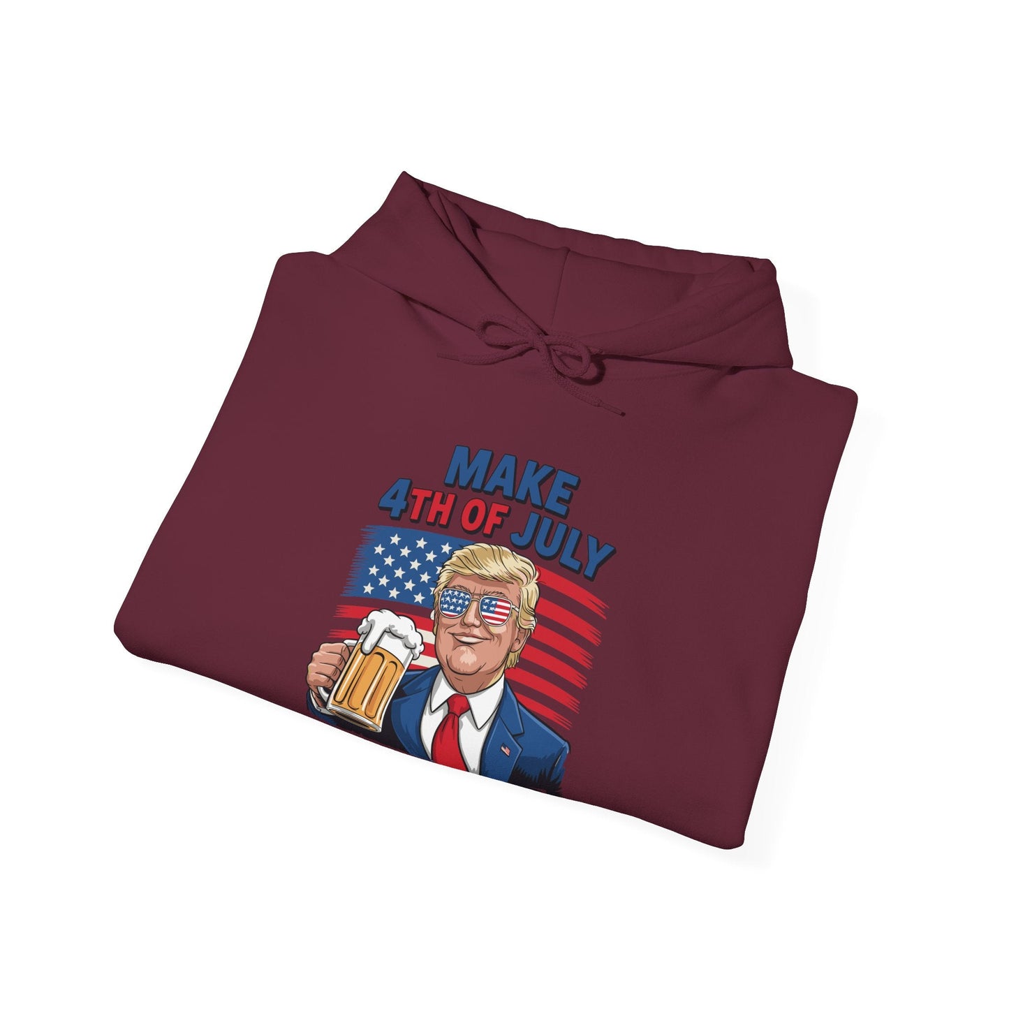 Funny Trump Make 4th Of July Great Again Drinking Beer Hoodie