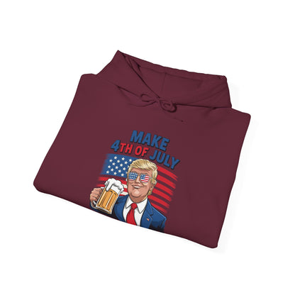 Funny Trump Make 4th Of July Great Again Drinking Beer Hoodie