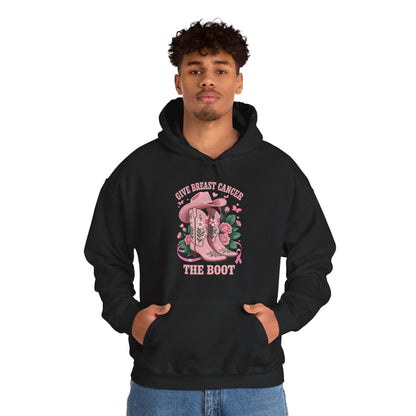 Give Breast Cancer The Boot Cowgirl Cancer Awareness Ribbon Hoodie