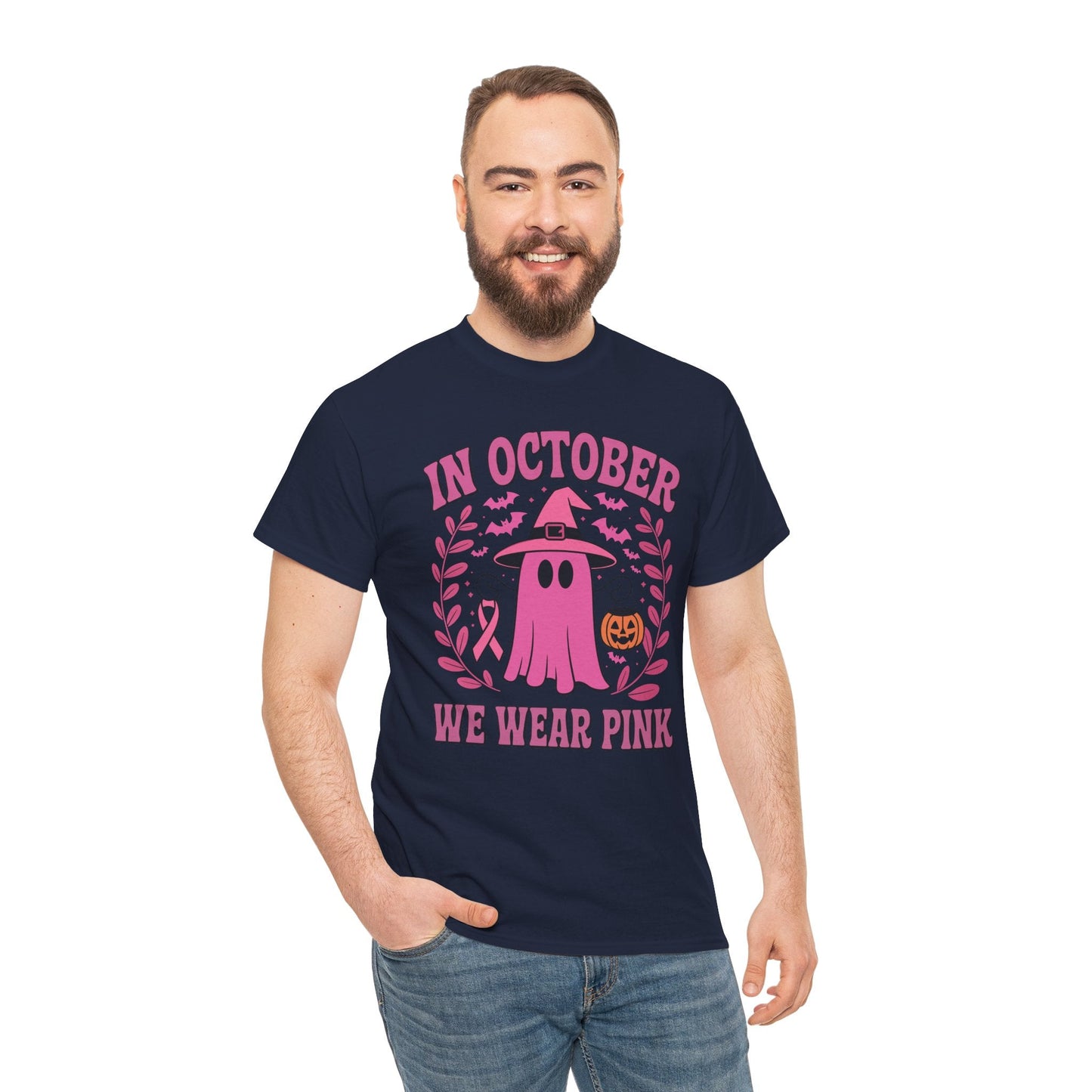 In October We Wear Pink Breast Cancer Awareness Halloween T-Shirt