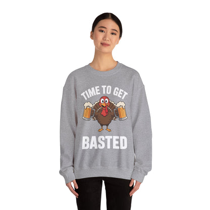 Time To Get Basted Funny Beer Thanksgiving Turkey Gift Sweatshirt