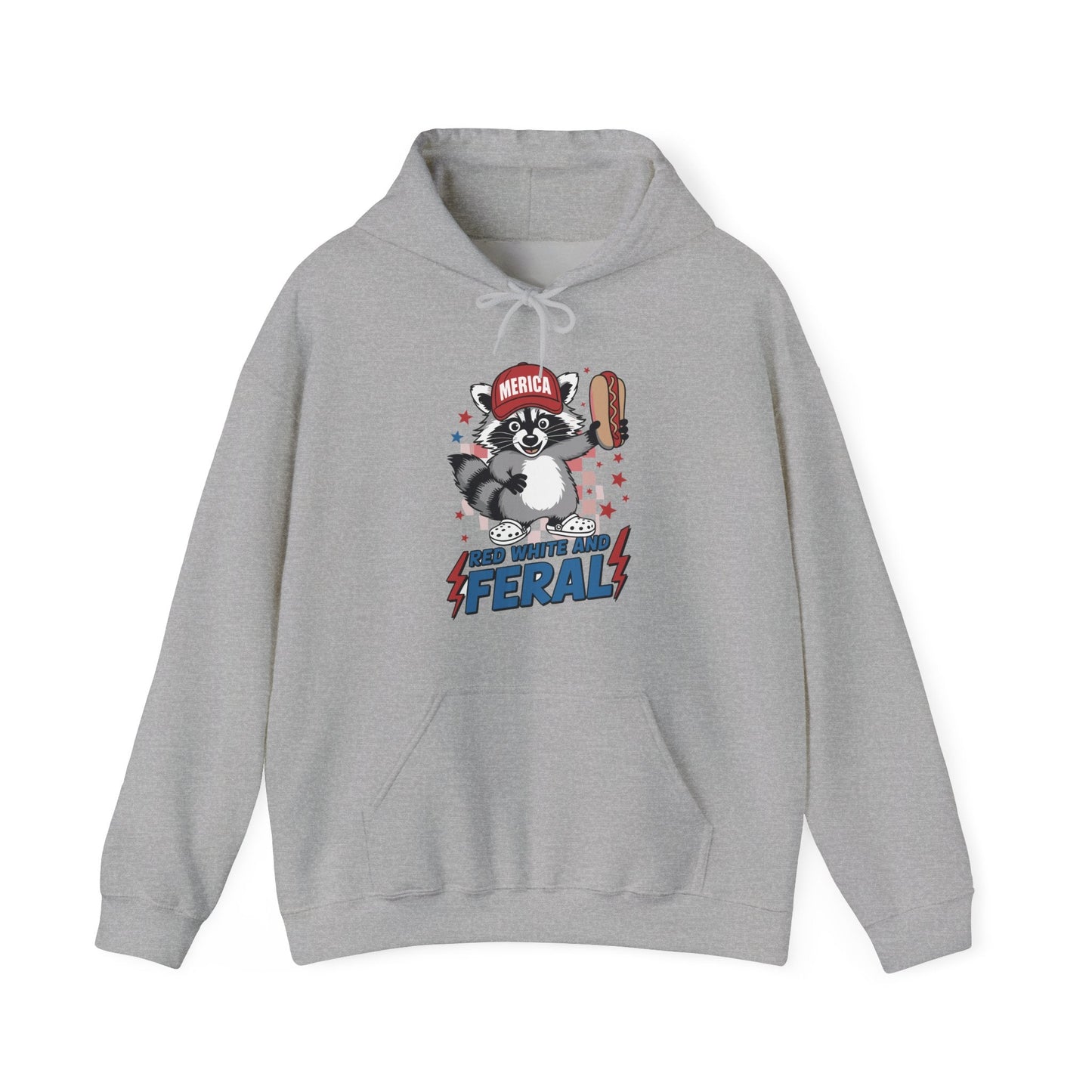 Red White And Feral Raccoon 4th of July Saying Meme Hoodie