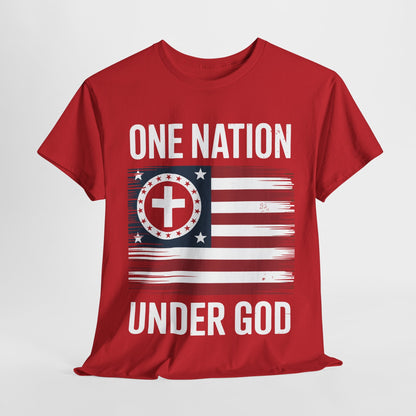 One Nation Under God Flag 4th Of July Patriotic Christian T-Shirt