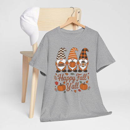 Happy Fall Y'all Gnome Pumpkin Autumn Thanksgiving Men Women T-Shirt