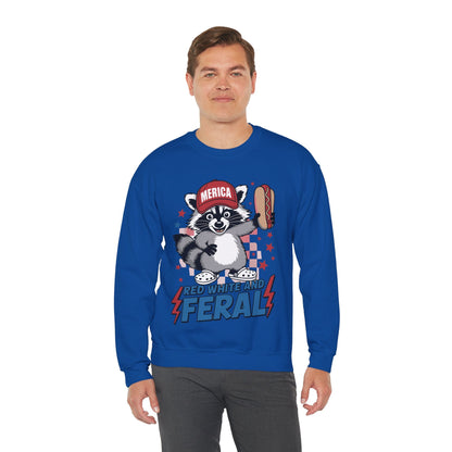 Red White And Feral Raccoon 4th of July Saying Meme Sweatshirt