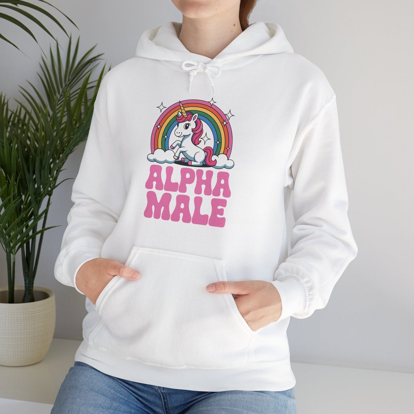 Funny Alpha Male Unicorn Sarcastic Ironic Weird Y2K Humor Hoodie