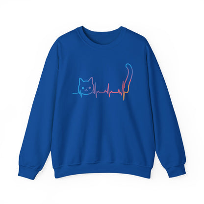 Heartbeat Cat Lover Animal Silhouette Cute Cat Sweatshirt