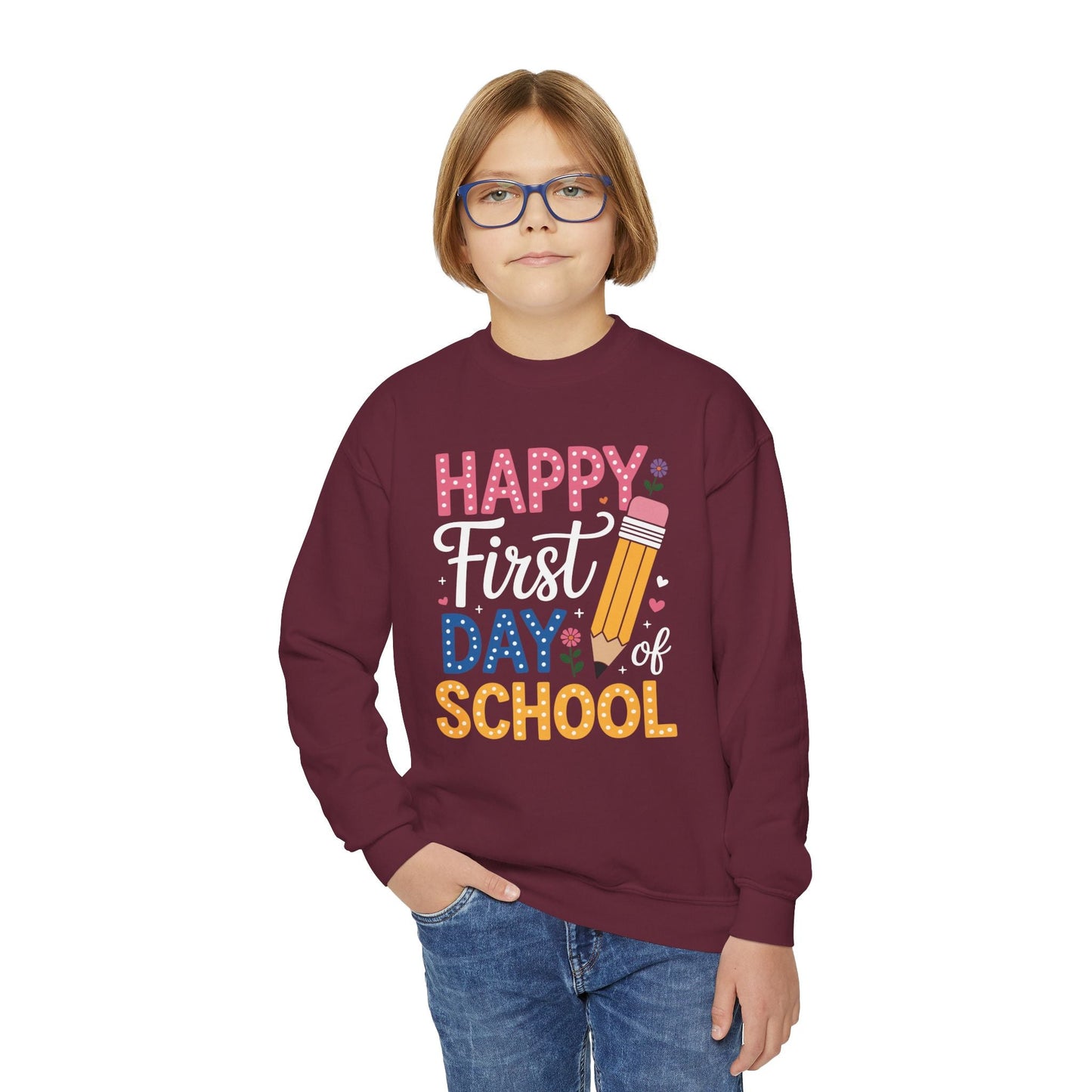 Happy First Day of School Pencil Teacher Cute Back to School Sweatshirt