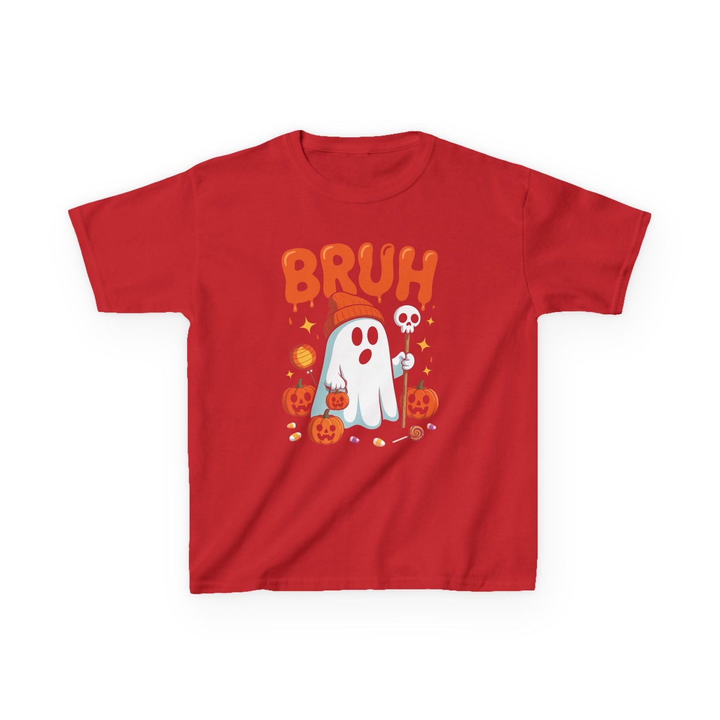 Bruh Ghost Halloween Cute Ghost Trick Or Treat Candy Kids T-Shirt