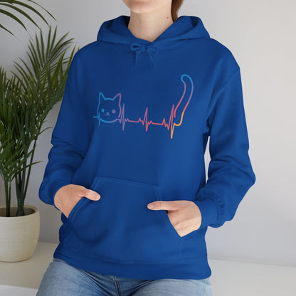 Heartbeat Cat Lover Animal Silhouette Cute Cat Hoodie