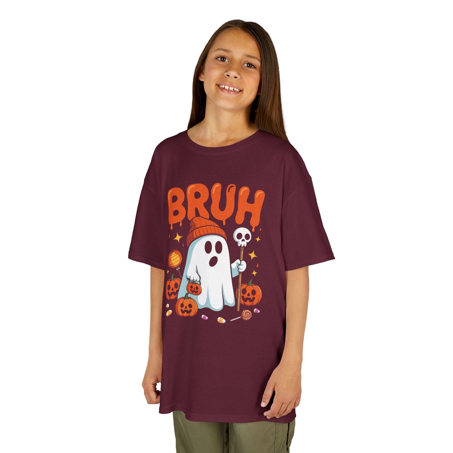 Bruh Ghost Halloween Cute Ghost Trick Or Treat Candy Kids T-Shirt