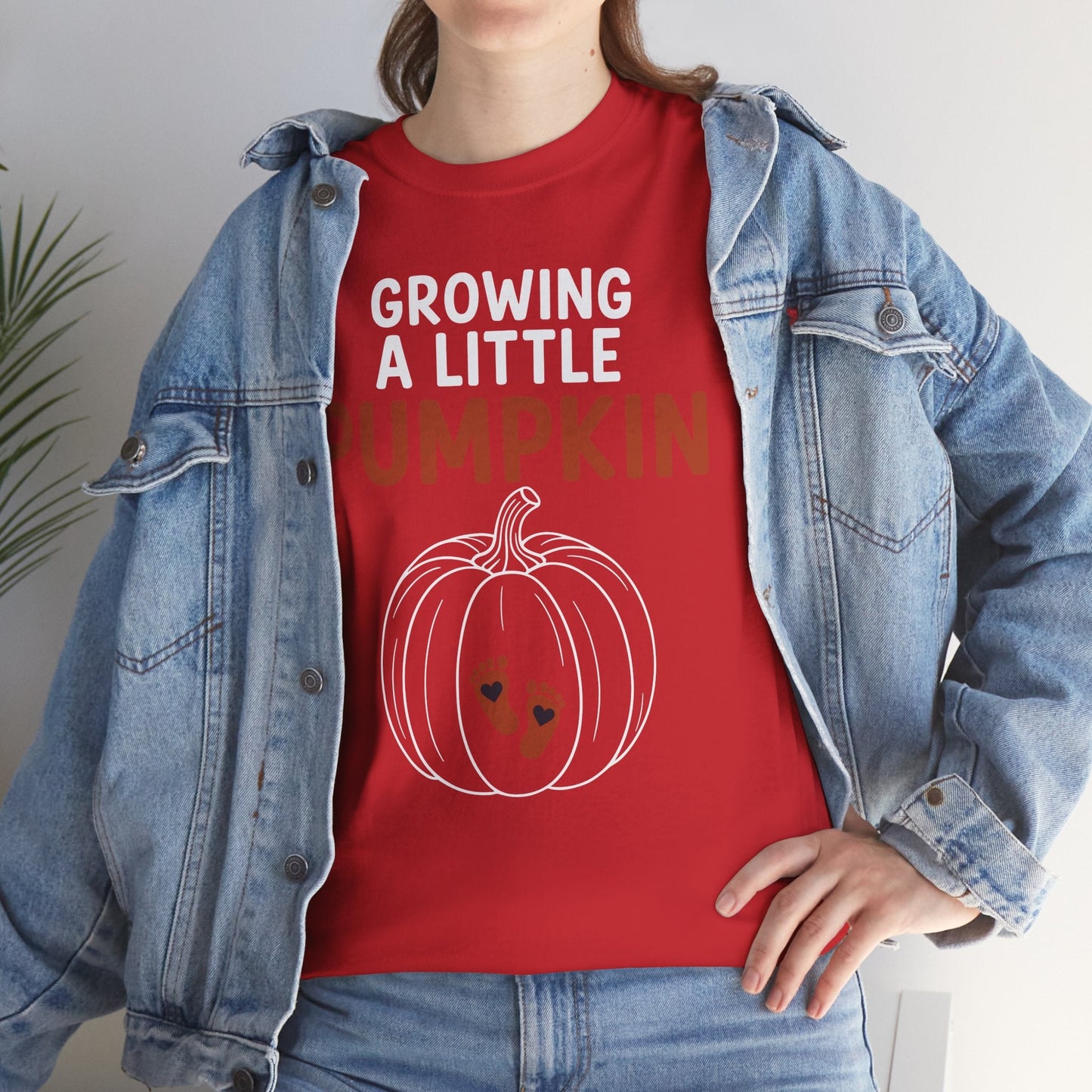 Growing A Little Pumpkin Fall Thanksgiving Baby Bump Wife T-Shirt